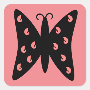 Sticker Carré Jolie conception de papillon noir et rose