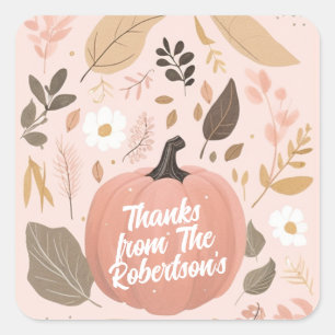 Sticker Carré Jolie Earty Citrouille Foliage Thanksgiving Party