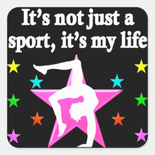 STICKER CARRÉ JOLIE GYMNASTIQUE ROSE EST MON DESIGN DE VIE
