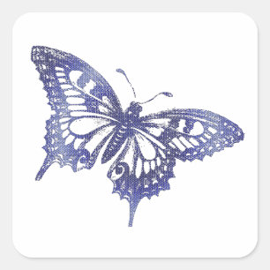 Sticker Carré Jolie Mosaïque de papillon bleu Swallowtail
