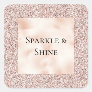 Sticker Carré Jolie Parties scintillant rose pâle