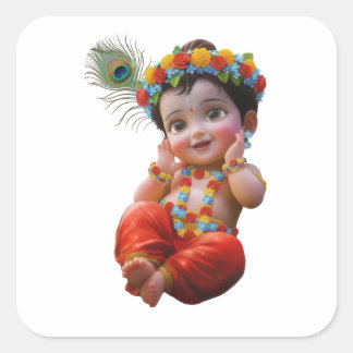 Sticker Carré Jolie petite affiche d'art indien traditionnel de 