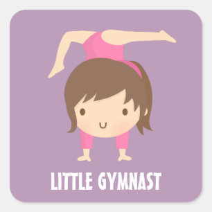 Sticker Carré Jolie petite fille gymnaste Pose de gymnastique