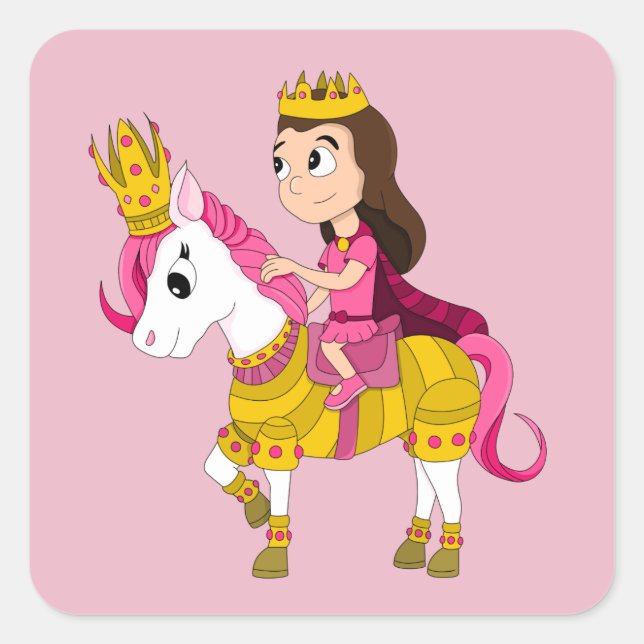 Sticker Carré Jolie princesse caricaturale (Devant)