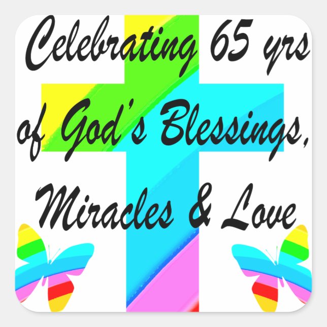 STICKER CARRÉ JOLIE RAINBOW CROSS 65E ANNIVERSAIRE CONCEPTION (Devant)
