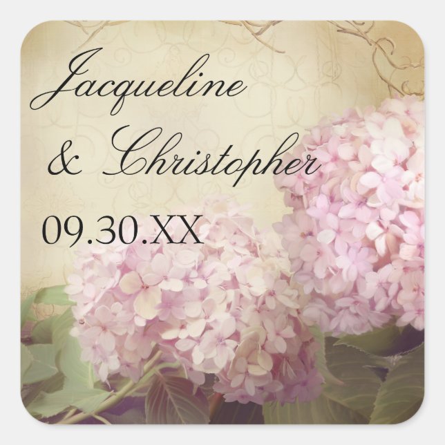 Sticker Carré Jolie Réception Favoriser Les Phoques Hydrangées R (Devant)