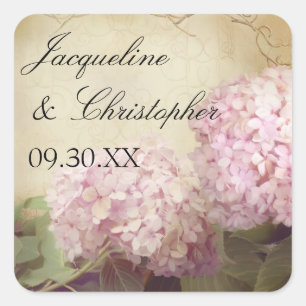 Sticker Carré Jolie Réception Favoriser Les Phoques Hydrangées R