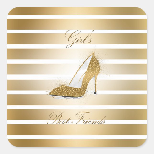 Sticker Carré Jolie talons hauts chaussures "Filles meilleurs am (Devant)