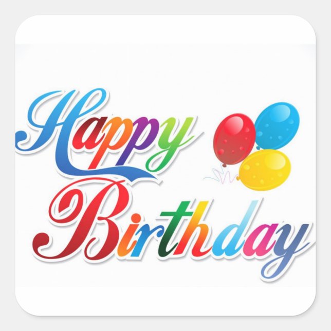 Sticker Carré jolies lettres colorées joyeux anniversaire (Devant)