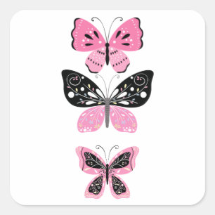 Sticker Carré Jolies papillons