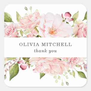 Sticker Carré Jolies roses roses roses sur blanc Floral