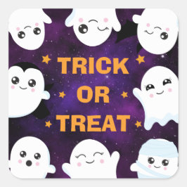 Sticker Carré Jolis fantômes d'Halloween Trick or Treat