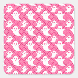 Sticker Carré Jolis fantômes sur carreaux roses