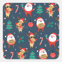 Sticker Carré Jolly Motif de Noël