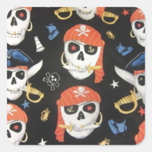Sticker Carré Jolly roger Pirate Skuls
