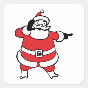 Sticker Carré Jolly Santa Claus appelle Reindee à Noël