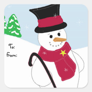 Sticker Carré Jolly Snowman