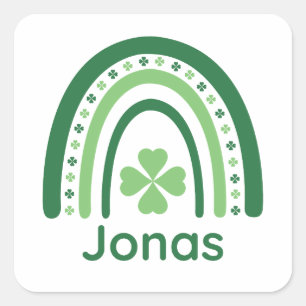 Sticker Carré Jonas Nom Clover Boho Rainbow
