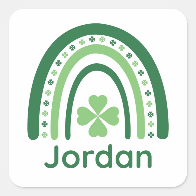 Sticker Carré Jordanie Nom Clover Boho Rainbow (Devant)