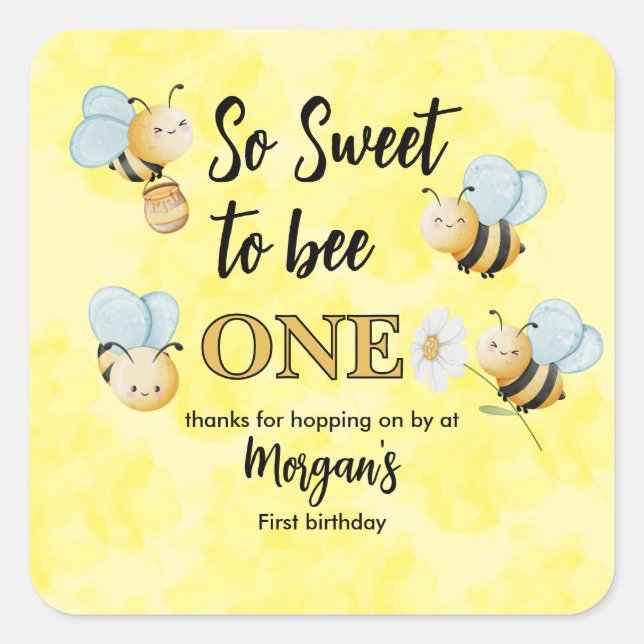 Sticker Carré Jote Bee One Jaune Noir Premier Anniversaire (Devant)
