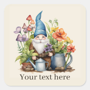 Sticker Carré Jote gnome du jardin ajouter du texte