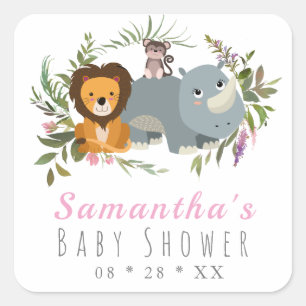 Sticker Carré Jote Jungle Safari Baby shower fille