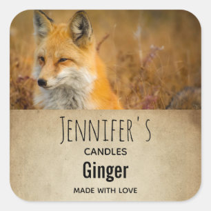 Sticker Carré Jote Red Fox Wilderness Nature Photo Bougie Biz