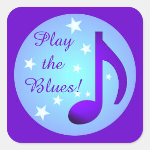 Sticker Carré Jouer Blues Purple Blue Note Cercle Stars