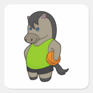 Sticker Carré Joueur de basket-ball à cheval