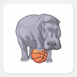 Sticker Carré Joueur de basket-ball hippo