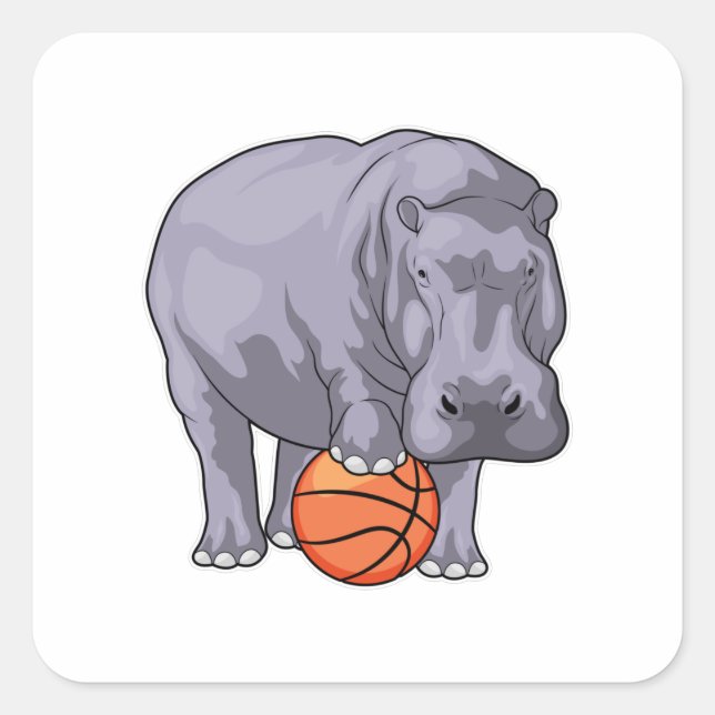 Sticker Carré Joueur de basket-ball hippo (Devant)