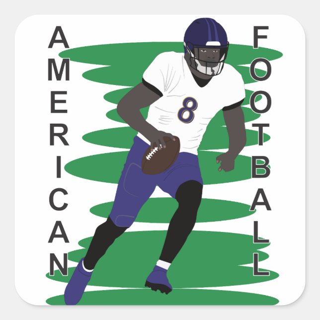 Sticker Carré Joueur de football américain en action (Devant)