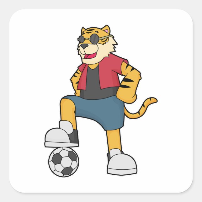 Sticker Carré Joueur de football de Tiger (Devant)