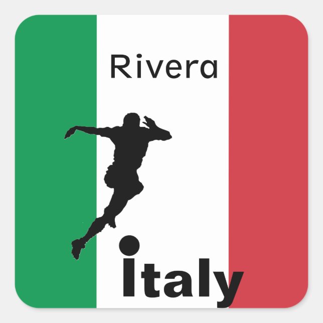 Sticker Carré Joueur de football, Italie personnalisable (Devant)