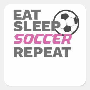 Sticker Carré Joueur de football Manger Sleep Football Répéter S