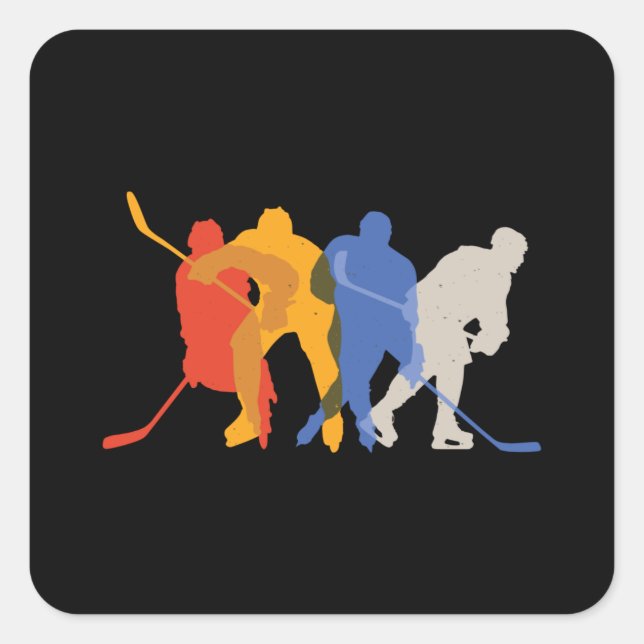 Sticker Carré Joueur de hockey (Devant)