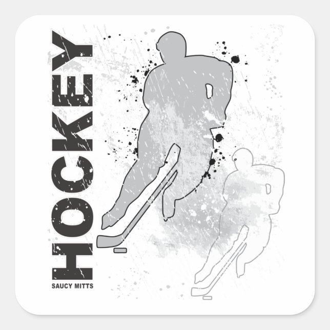 Sticker Carré Joueur de hockey à double vision (Devant)