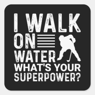 Sticker Carré Joueur de hockey Je marche sur l'eau