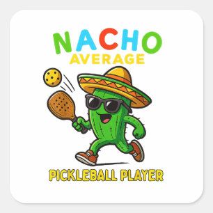 Sticker Carré Joueur de pickleball moyen nacho