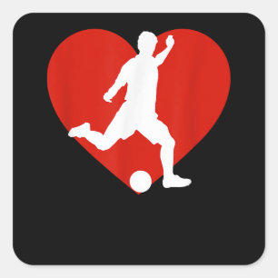 Sticker Carré Joueur de soccer Valentine's Day Soccer Hea