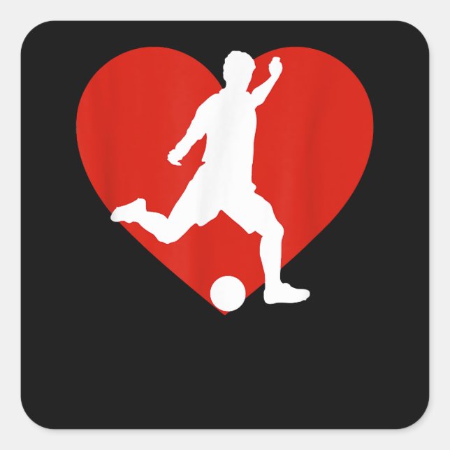 Sticker Carré Joueur de soccer Valentine's Day Soccer Hea (Devant)