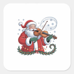Sticker Carré Joueur de violon Santa violoniste Musique de Noël