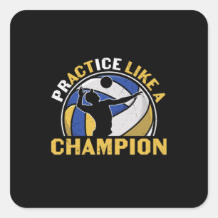 Sticker Carré Joueur de volley-ball   Pratiquer Comme Un Champio