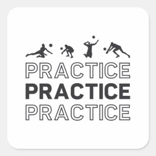 Sticker Carré Joueur de volleyball Exercice Pratique Cadeau