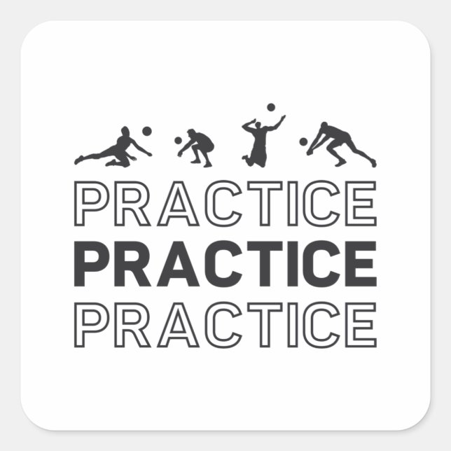 Sticker Carré Joueur de volleyball Exercice Pratique Cadeau (Devant)
