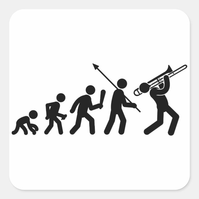 Sticker Carré Joueur Trombone (Devant)