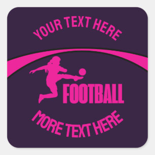 Sticker Carré Joueuse de football, équipe, cadeau d'anniversaire
