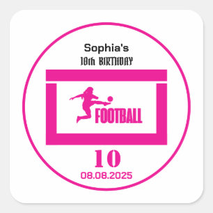 Sticker Carré Joueuse de football fille, équipe fille d'annivers