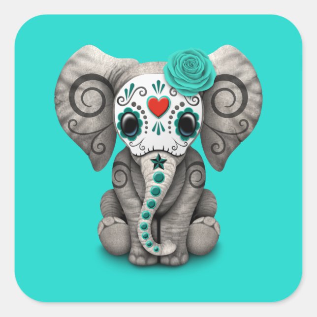Sticker Carré Jour bleu de l'éléphant mort (Devant)