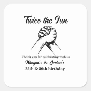 Sticker Carré Jour d'anniversaire gris des mains minimes moderne